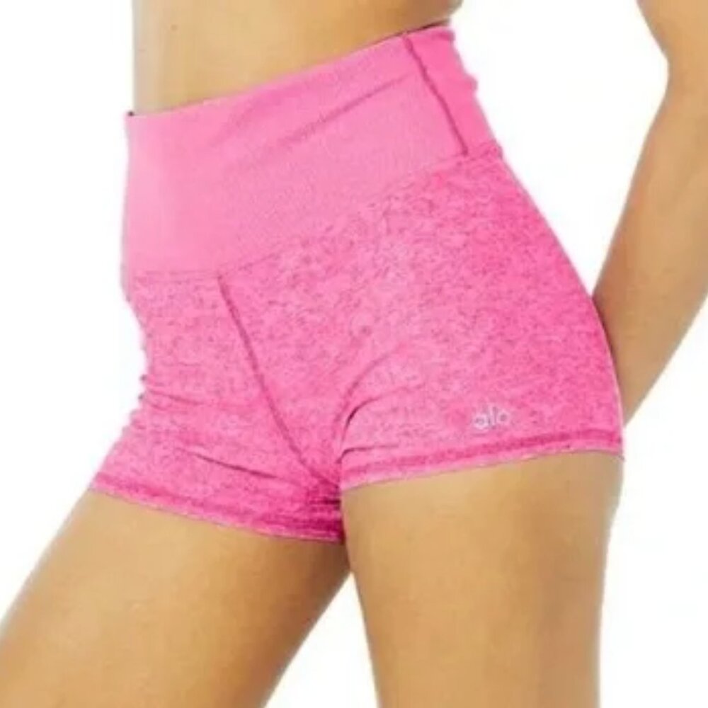 ALO Yoga Aura Heathered Pink Athletic Shorts Size XS NWOT